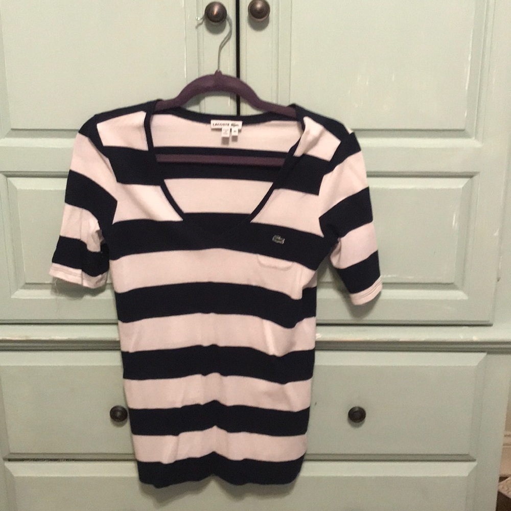 Lacoste Navy and White Shirt